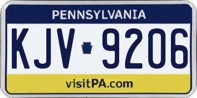 PA license plate KJV9206