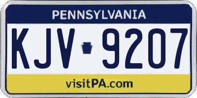 PA license plate KJV9207