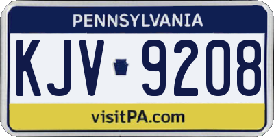 PA license plate KJV9208