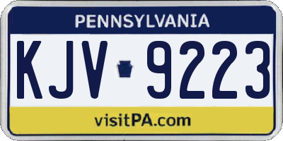 PA license plate KJV9223