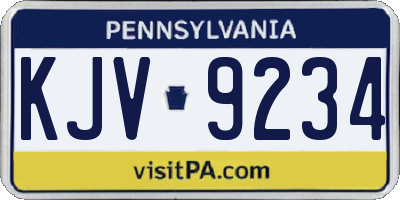 PA license plate KJV9234