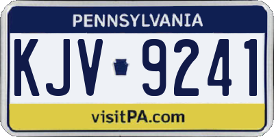 PA license plate KJV9241