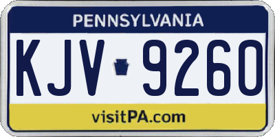 PA license plate KJV9260