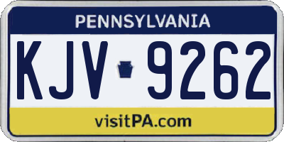 PA license plate KJV9262