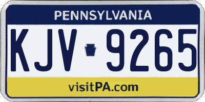 PA license plate KJV9265