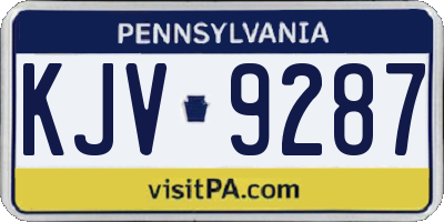 PA license plate KJV9287