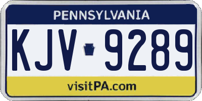 PA license plate KJV9289