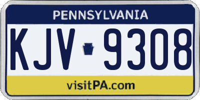 PA license plate KJV9308