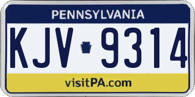 PA license plate KJV9314