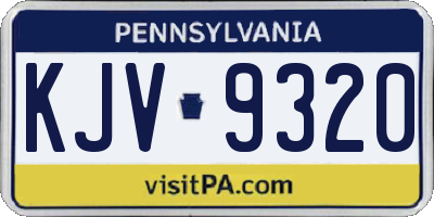 PA license plate KJV9320