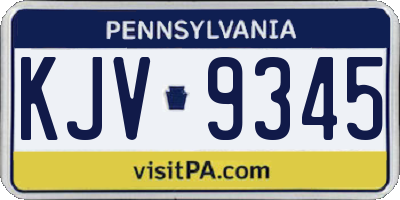 PA license plate KJV9345