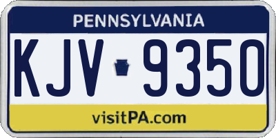 PA license plate KJV9350
