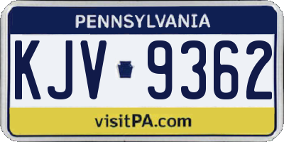PA license plate KJV9362