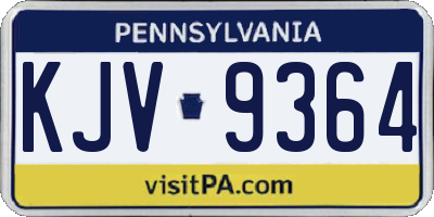 PA license plate KJV9364