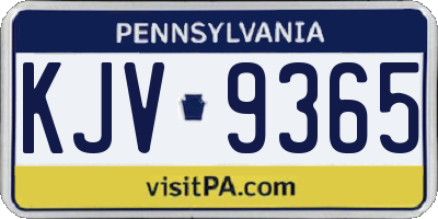 PA license plate KJV9365