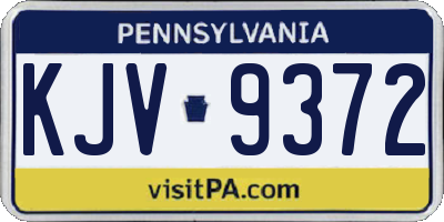 PA license plate KJV9372