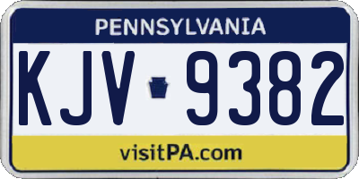 PA license plate KJV9382