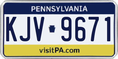 PA license plate KJV9671