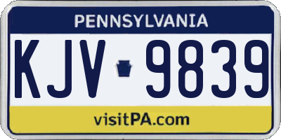 PA license plate KJV9839