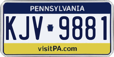 PA license plate KJV9881