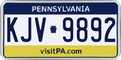 PA license plate KJV9892