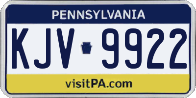 PA license plate KJV9922