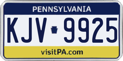 PA license plate KJV9925