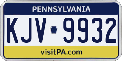 PA license plate KJV9932