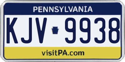 PA license plate KJV9938