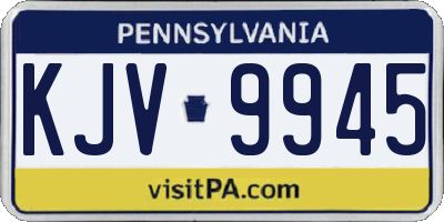 PA license plate KJV9945