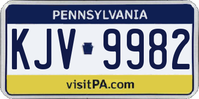 PA license plate KJV9982