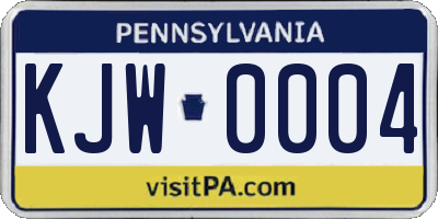 PA license plate KJW0004