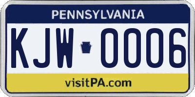 PA license plate KJW0006