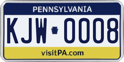 PA license plate KJW0008