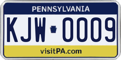 PA license plate KJW0009