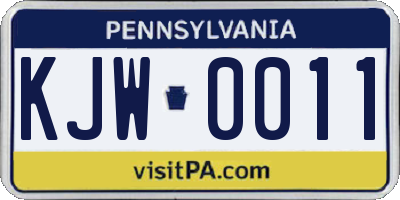 PA license plate KJW0011