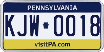 PA license plate KJW0018