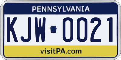 PA license plate KJW0021