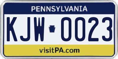 PA license plate KJW0023
