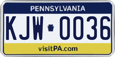 PA license plate KJW0036
