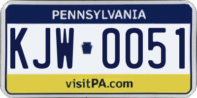 PA license plate KJW0051
