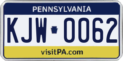 PA license plate KJW0062