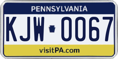 PA license plate KJW0067