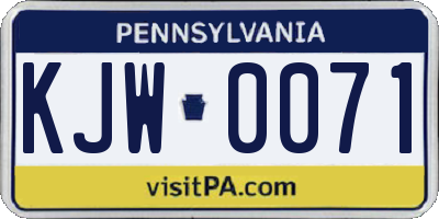 PA license plate KJW0071