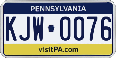 PA license plate KJW0076