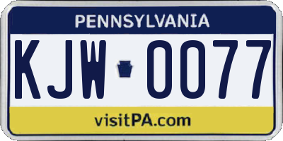PA license plate KJW0077