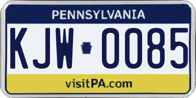 PA license plate KJW0085
