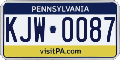 PA license plate KJW0087