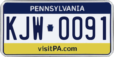 PA license plate KJW0091