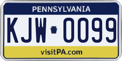PA license plate KJW0099